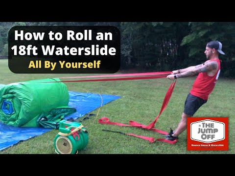 How to Roll an 18 Foot Waterslide Alone (as a Skinny Dude) Inflatable Rolling Straps