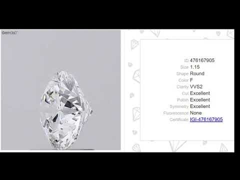 Round 1.15ct F VVS2 IGI Certified CVD Lab Grown Diamond