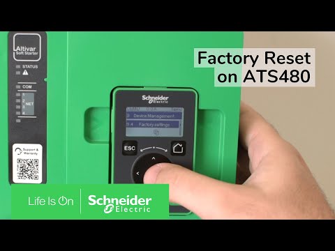 Part of a video titled How to perform a factory reset on an ATS480 Soft Starter? - YouTube