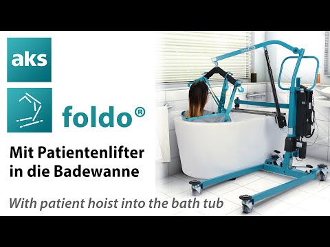 foldo patient hoist/bathtube hoist. Mobile solution for all nursing and care environments.