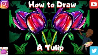 HOW TO DRAW A TULIP #StayHome and Draw A Flower #WithMe
