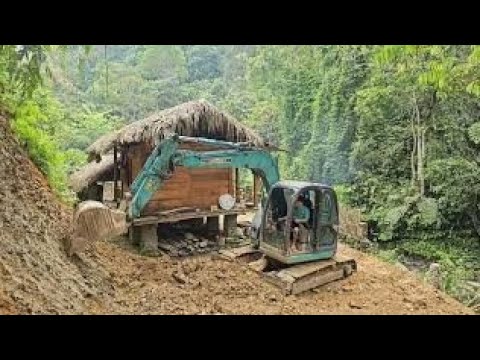 The process of a girl expanding her farm with a modern excavator | Farm construction