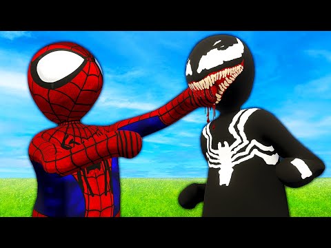 VENOM Fights Spiderman & Eats Him - Human Fall Flat Gameplay
