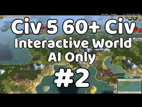Live & Interactive Civ 5 TSL 60+ Civ World AI Only Battle #2