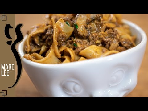 Haschee mit Nudeln - Hackfleisch mit Pilzen Blitzrezept 15 Minuten