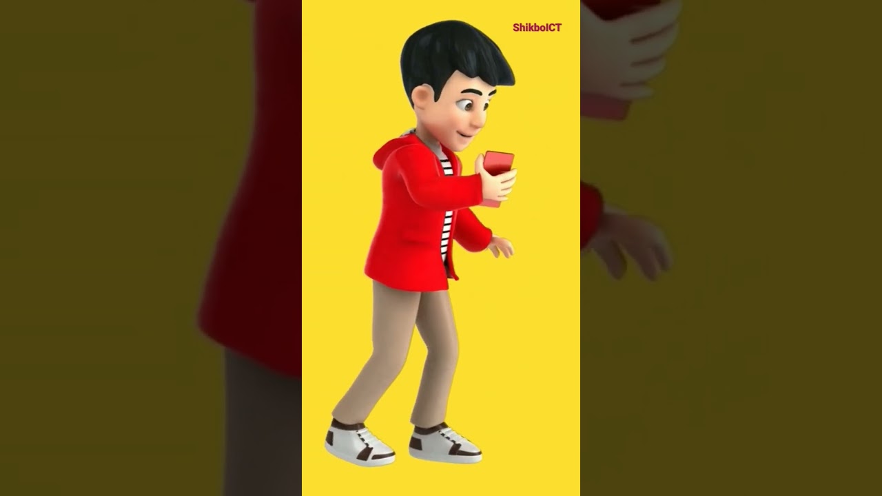 Boy walking and see mobile animation yellow green screen #cartoon #3d #animation #viral #shorts #boy
