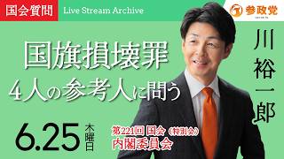 【国会アーカイブ】「国旗損壊罪4人の参考人に問う」衆議院議員 川裕一郎 国会質疑 令和8年6月25日 参政党
