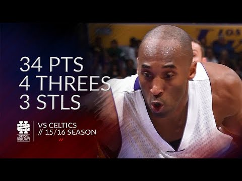 Kobe Bryant 34 pts 4 threes 3 stls vs Celtics 15/16 season