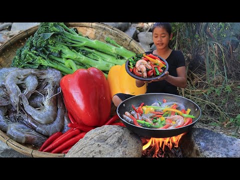 Seafood yummy: Cooking shrimp with Bell peppers spicy for Food ideas & Eating delicious