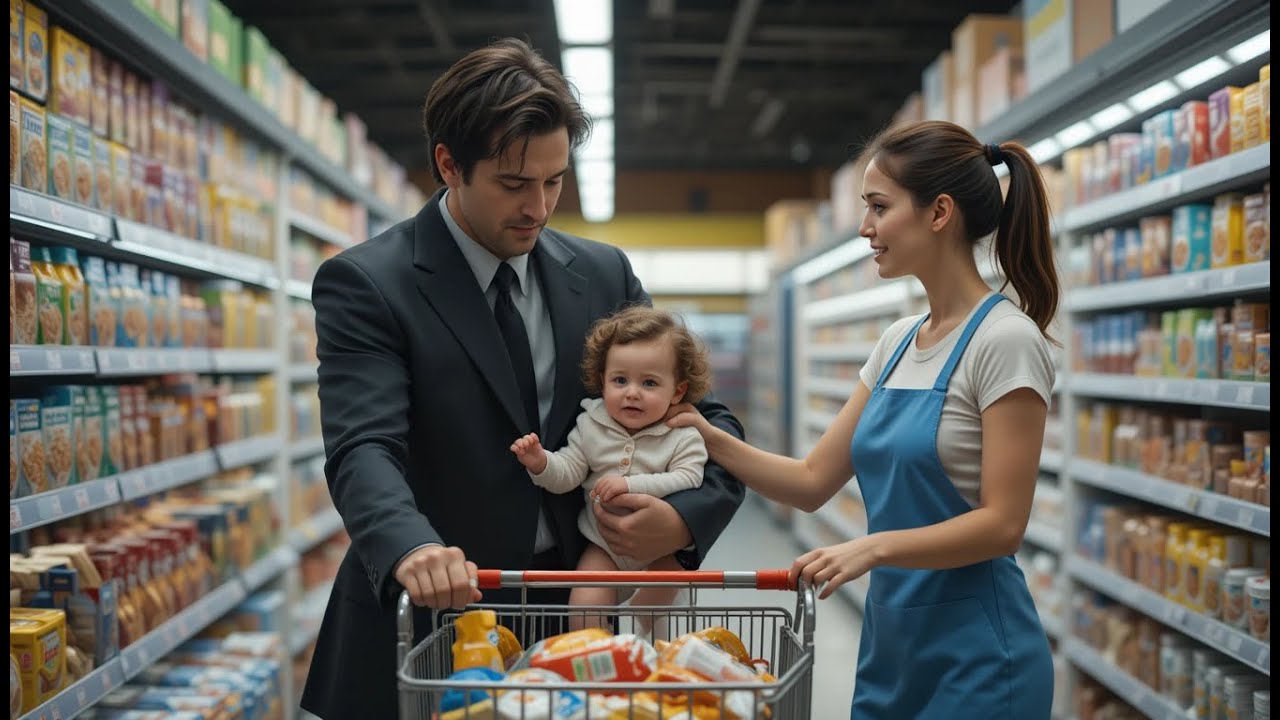PAI VIÚVO MILIONÁRIO PEDE AJUDA A MULHER ESTRANHA NO SUPERMERCADO E ELA TRANSFORMA SUA VIDA