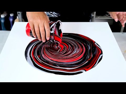 Only 3 Colors and a Crazy Design! - Red, Black, Silver - Acrylic Painting - Acrylic Pouring