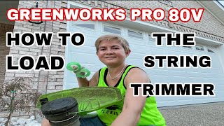 GREENWORKS PRO 80V : HOW TO LOAD THE STRING TRIMMER .VERY EASY. #JennaVlogs#JennaandAmandaChannel
