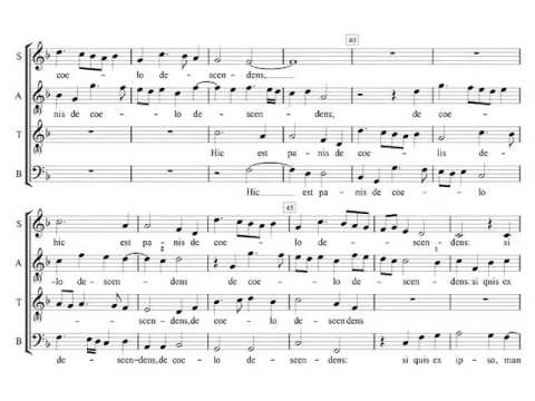 Palestrina: Motete "Ego sum panis vivus". Partitura. Audición.