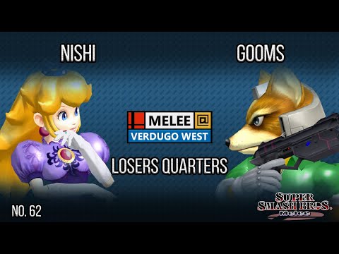 Melee @ Verdugo #62 - UPTILT |  Nishi (Peach) VS Gooms (Fox) - SSBM - Losers Quarters