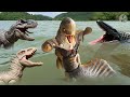 Distortus Rex Battles Mosasaurus Underwater With Spinosaurus Jurassic World Rebirth 30 Min