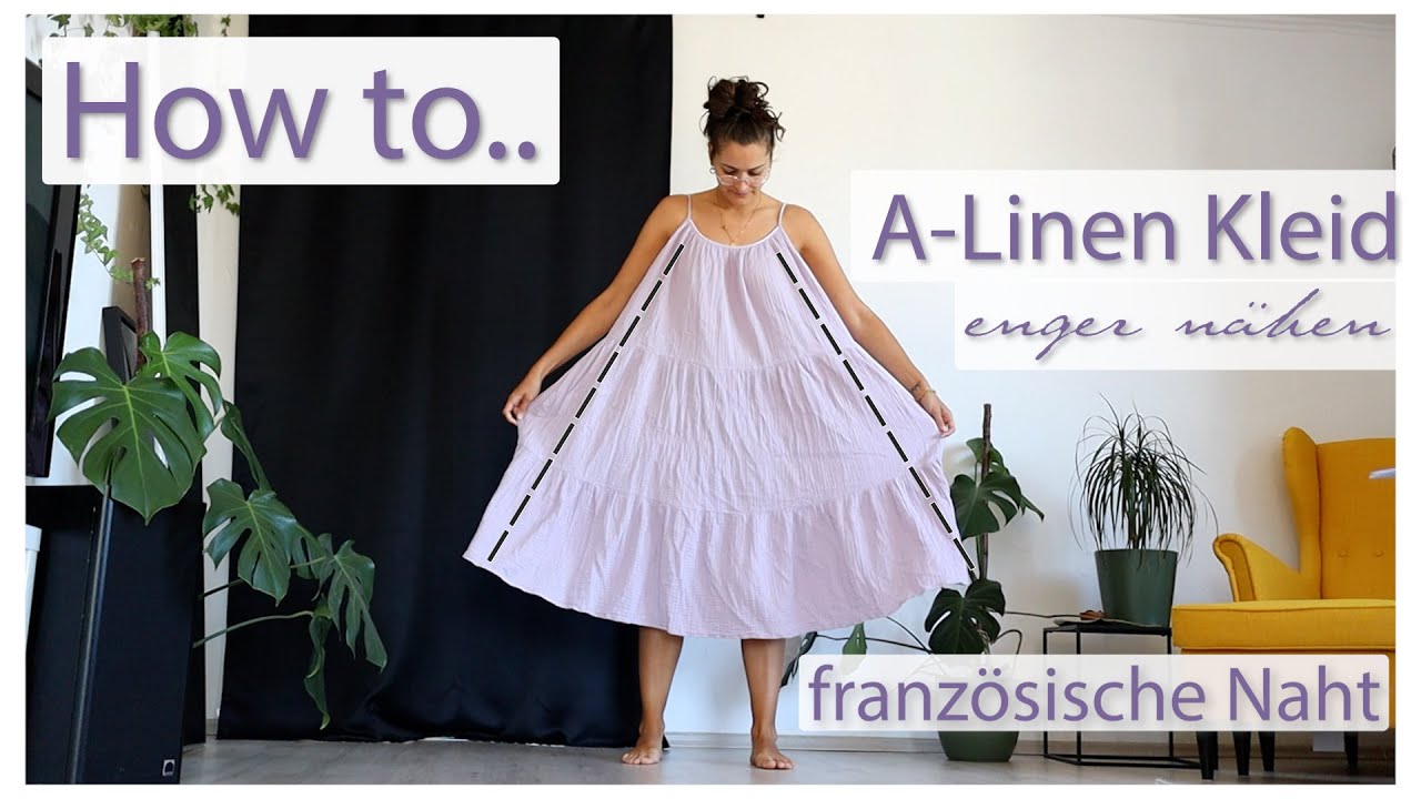 How to.. A-Linen Kleid enger nähen + französische Naht | Thrift Flip #10 |  upcycling Kleidung