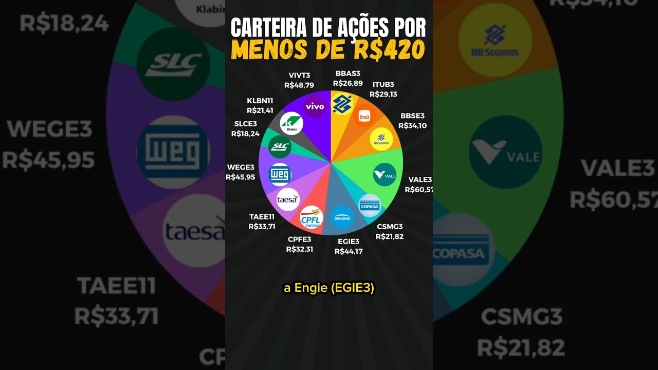 CARTEIRA DE AÇÕES COMPLETA | INVISTA COM MENOS DE R$ 500 REAIS