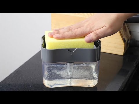 Kitchen soap dispenser and sponge holder