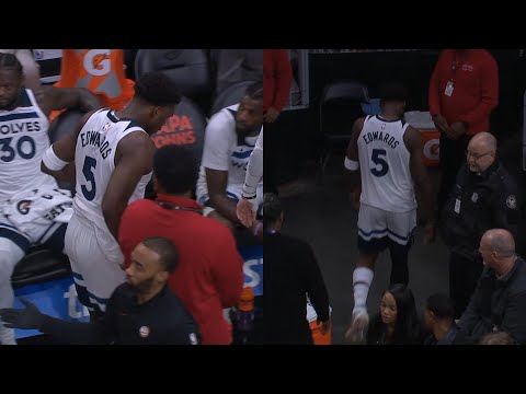 Anthony Edwards throws towel and goes to locker room with 7mins left vs Hawks 😬