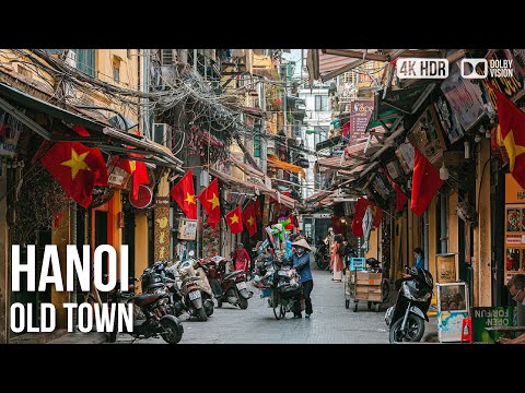Cidade de Hanói, centro/bairro antigo - 🇻🇳 Excursão a pé pelo Vietnã [4K HDR]