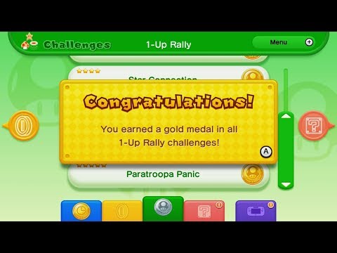 New Super Mario Bros. U: All 1-Up Rally Challenges (All Gold Medals)