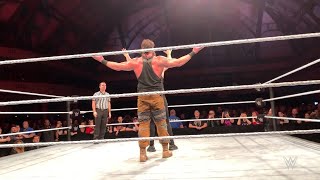 Braun Strowman sneaks up on Baron Corbin at WWE Live in Frankfurt, Germany - Nov. 8, 2018
