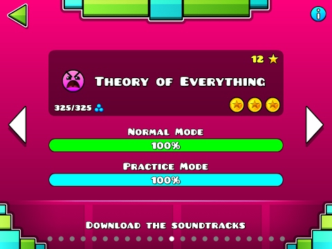 Geometry Dash Walkthrough - Level 12 (Theory of Everything) [ALL COINS]