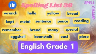 English Grade 1 Spelling List 30