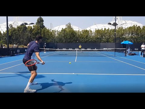 Marin Cilic | Borna Coric practice Aus Open 2020 - Court Level View