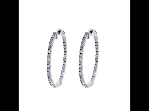 1.75 Carat Eternity Inside Out Diamond Hoop Earrings 14K White Gold(wde2615)