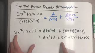 Partial fractions with an irreducible quadratic factor