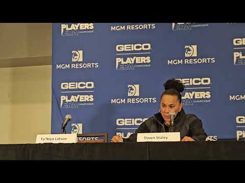 South Carolina HC Dawn Staley, G Ta'Niya Latson PC after 66.64 loss to Texas