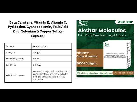 Beta Carotene, Vitamin E,C, Pyridoxine, Cyancobalamin, Folic Acid Zinc, Selenium & Copper