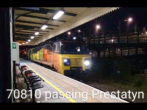 Prestatyn 04.08.2020 - Colas 70810 on engineers train passing Prestatyn