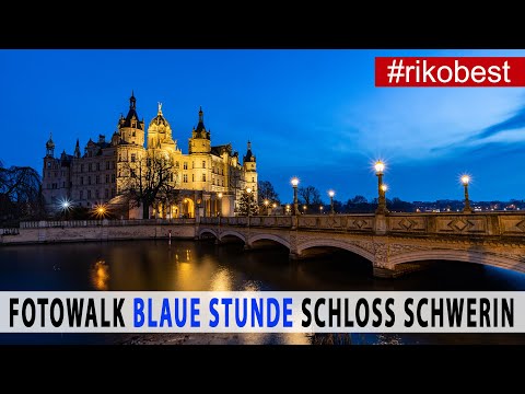 Fotografieren zur blauen Stunde - Fotowalk Schloss Schwerin Sonnenuntergang und blaue Stunde