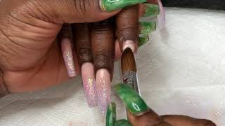 ♡ Nude & Pink Glitter Ombre ! | Acrylic Nails | Beginner Friendly !