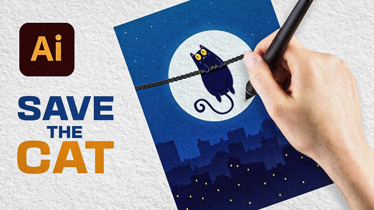 Creating a Cute Cat Artwork in Adobe Illustrator (Vector Illustration)