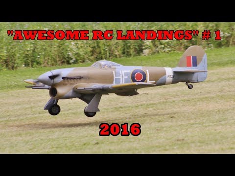 "AWESOME RC LANDINGS" - WW2 FIGHTERS LANDING COMPILATION # 1 - 2016
