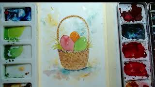 Paint with me / Watercolor Easter Basket Step by Step!