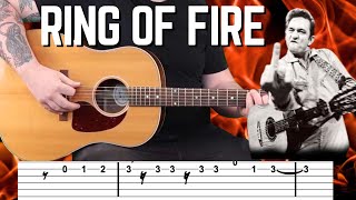 Ring Of Fire Guitar Tutorial | Johnny Cash Guitar Lesson | Free Downloadable TABS | Rhythm & Lead
