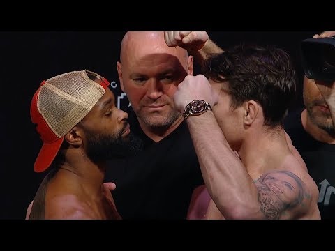 Le face à face de la pesée de l'UFC 228 entre Woodley et Till