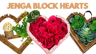 Dollar Tree Jenga Block Valentines DIY | Quick & Easy Tumbling Tower Block Hearts