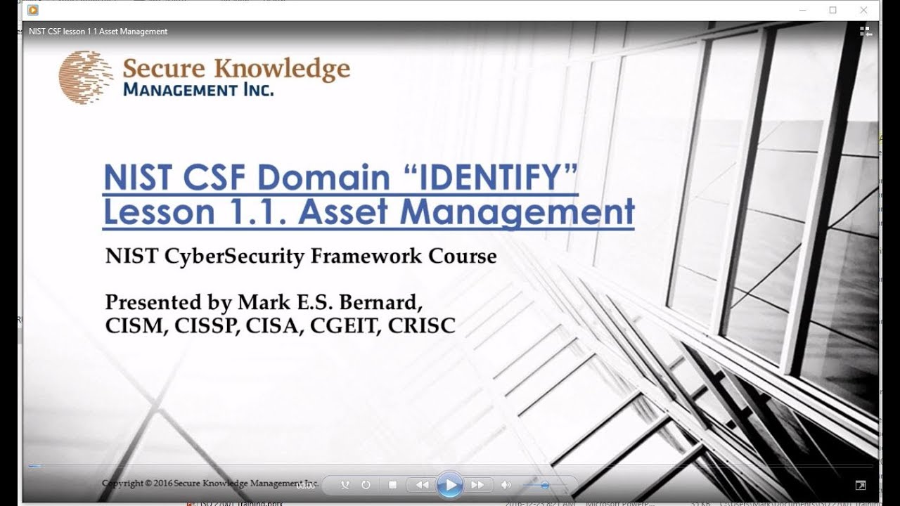 NIST CSF lesson 1 1 Asset Management