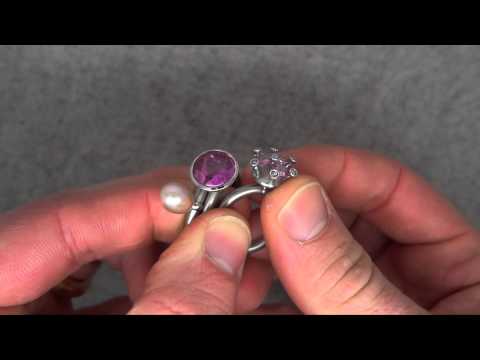 PUR Swivel - Pink Sapphire Fleur Ring Set - ORRO Contemporary Jewellery Glasgow