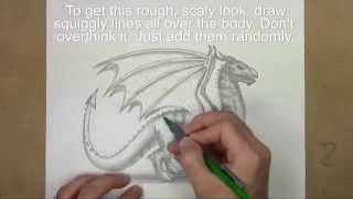 Karakalem Ejderha  Dragon  Çizimi