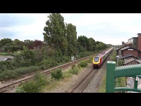 Virgin Train arriving at Prestatyn station