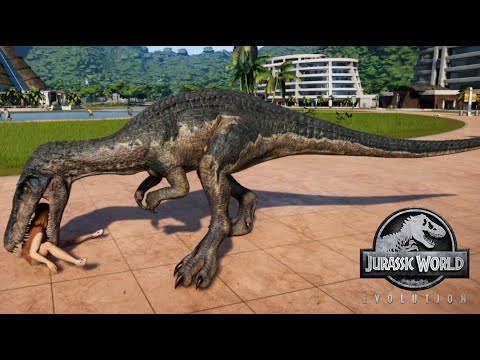 Jurassic World Evolution - Baryonyx & Carnotaurus Breakout & Fight! (1080p 60FPS)