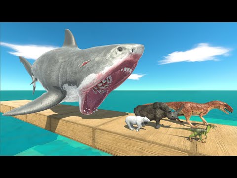 Dinosaurs and Animals Race | Who Can Escape the Hungry Megalodon? - Animal Revolt Battle Simulator