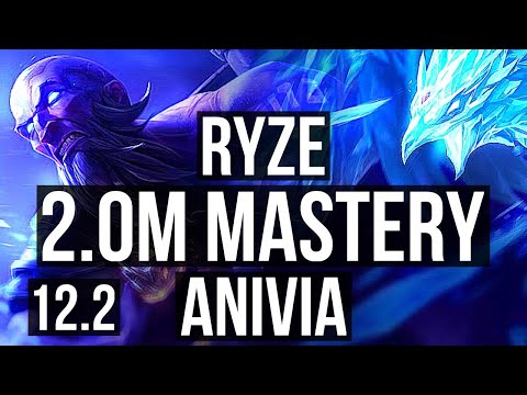 RYZE vs ANIVIA (MID) | 2.0M mastery, 12/2/9, Dominating | EUW Master | 12.2