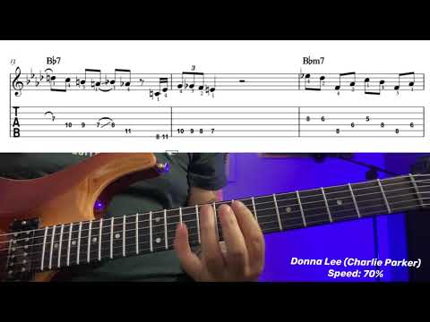 Donna Lee - Guitar Lesson Tab Slow To Fast - Tutorial Charlie Parker - Real Jazz Lessons Lesson 001